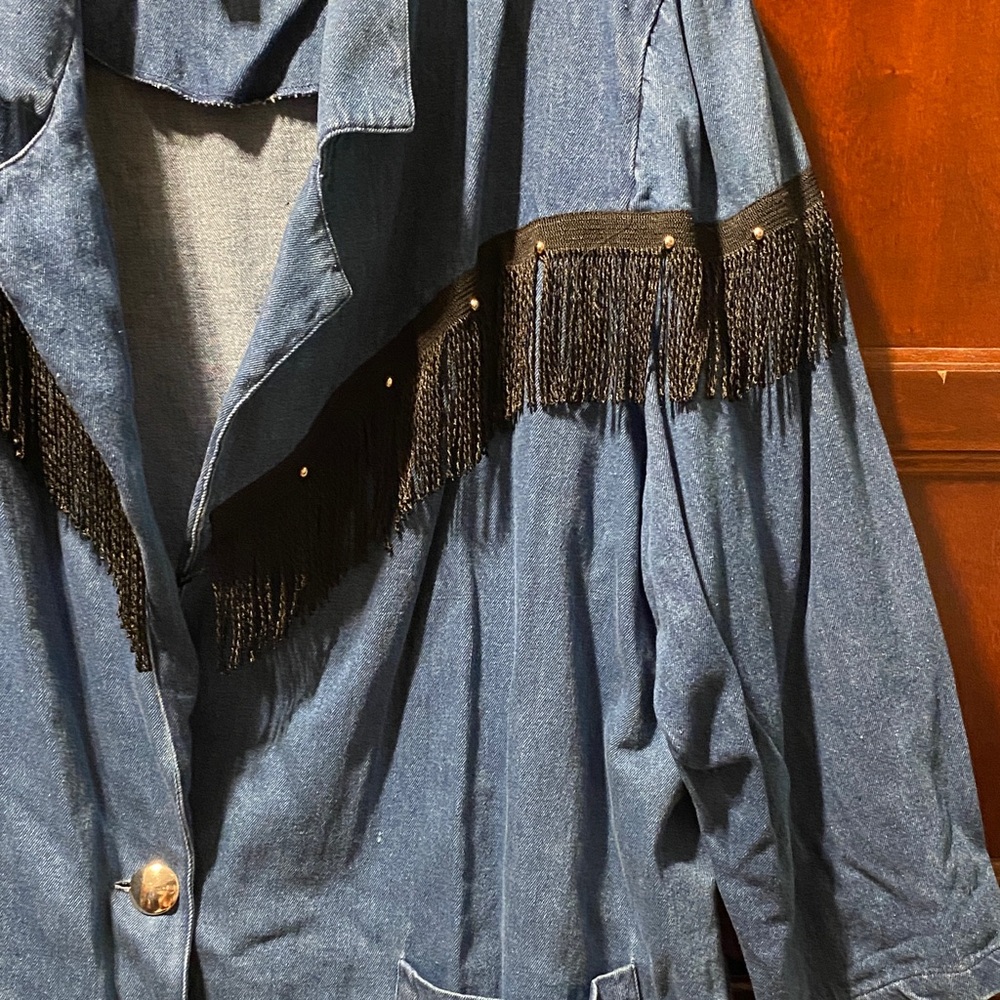 Bonjour Denim Jacket with Fringe Detail size 3X 100% cotton - Picture 4 of 15